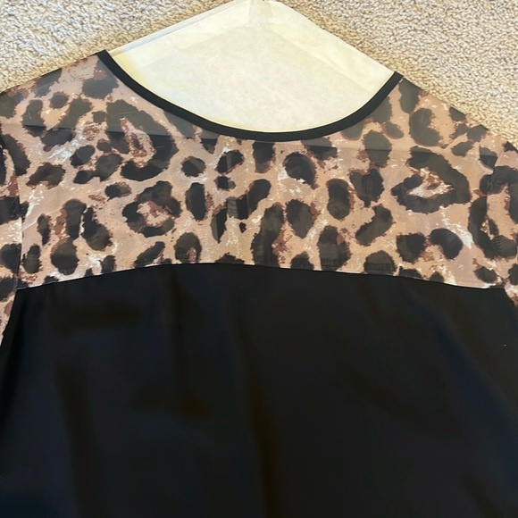 SHEIN Black and Brown Leopard Print Blouse - Picture 2 of 3